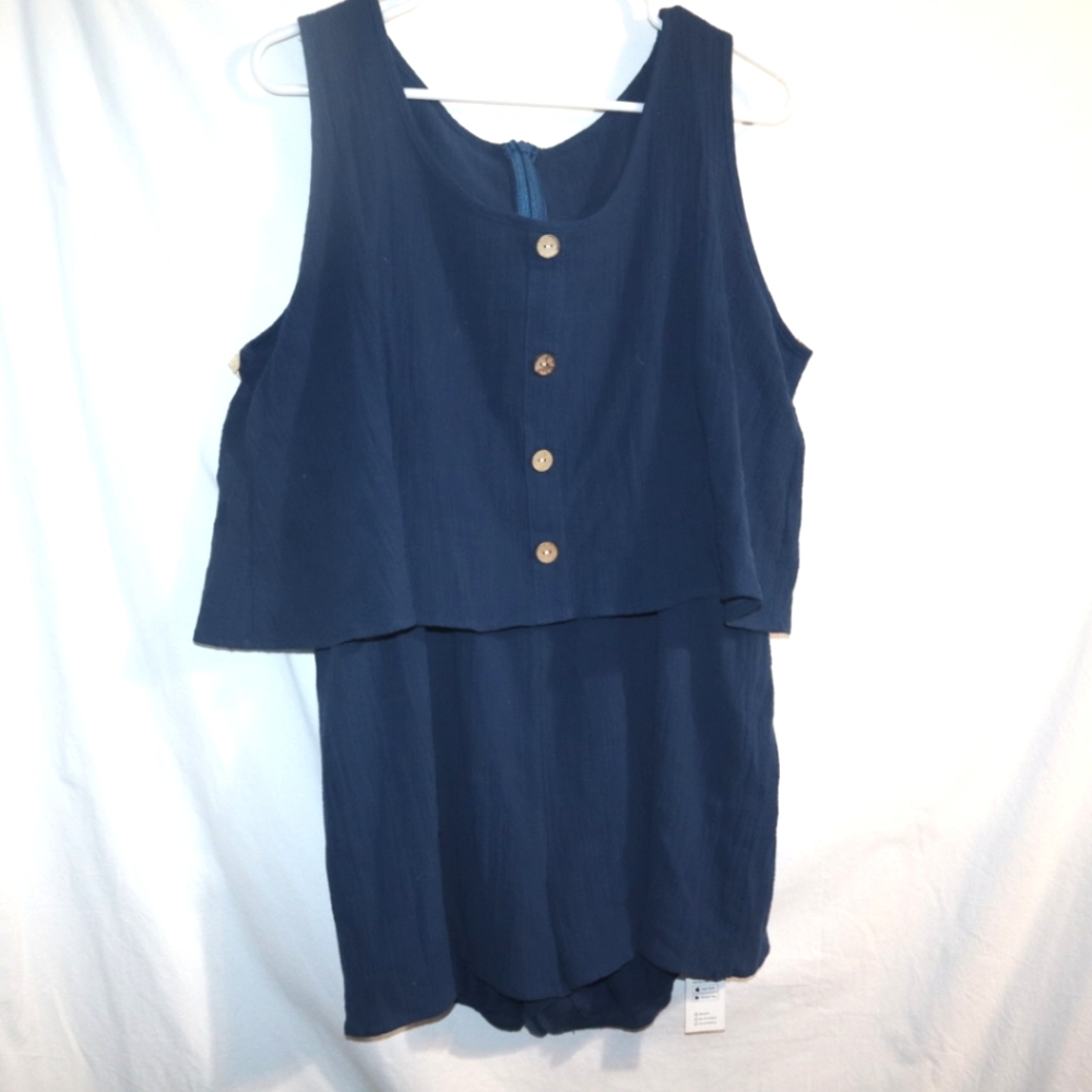 New!! Cupshe Navy Romper Shorts Size Large - Picture 3 of 11